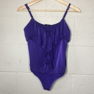 bebe Silk Ruffle Tank Bodysuit